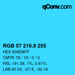 カラーコード: RGB 57 216.8 255 | qconv.com