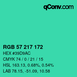 Color code: RGB 57 217 172 | qconv.com