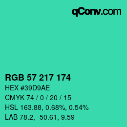 Color code: RGB 57 217 174 | qconv.com
