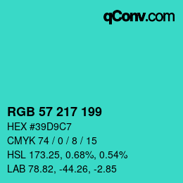 Color code: RGB 57 217 199 | qconv.com