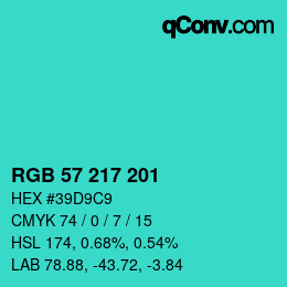Color code: RGB 57 217 201 | qconv.com