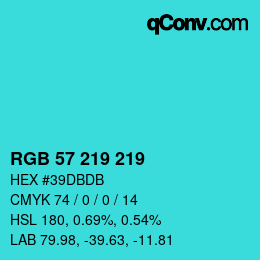 Color code: RGB 57 219 219 | qconv.com