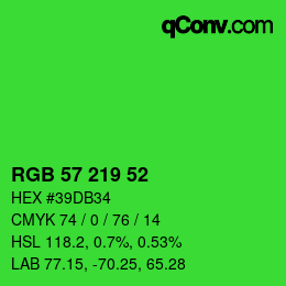 Color code: RGB 57 219 52 | qconv.com
