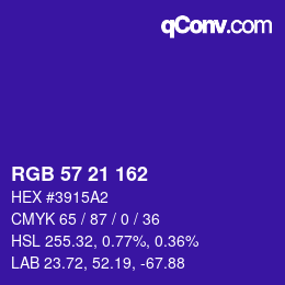 Color code: RGB 57 21 162 | qconv.com