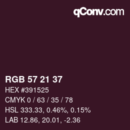 Farbcode: RGB 57 21 37 | qconv.com