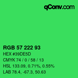 Color code: RGB 57 222 93 | qconv.com