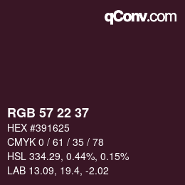 Color code: RGB 57 22 37 | qconv.com
