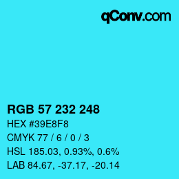 Color code: RGB 57 232 248 | qconv.com