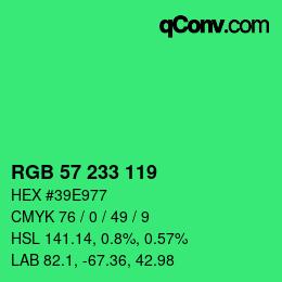 Color code: RGB 57 233 119 | qconv.com