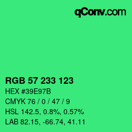 Color code: RGB 57 233 123 | qconv.com