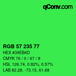 Color code: RGB 57 235 77 | qconv.com