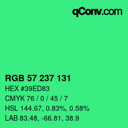 Color code: RGB 57 237 131 | qconv.com