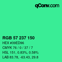 Color code: RGB 57 237 150 | qconv.com
