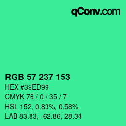 カラーコード: RGB 57 237 153 | qconv.com