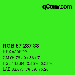 Color code: RGB 57 237 33 | qconv.com