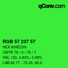 Color code: RGB 57 237 57 | qconv.com