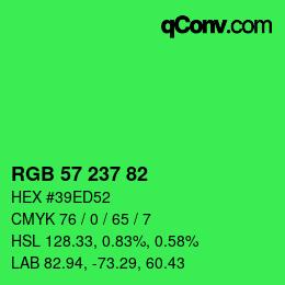 Color code: RGB 57 237 82 | qconv.com