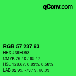 Color code: RGB 57 237 83 | qconv.com