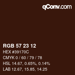 カラーコード: RGB 57 23 12 | qconv.com