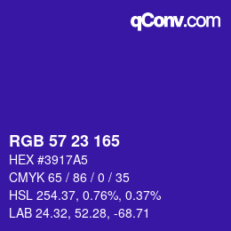 カラーコード: RGB 57 23 165 | qconv.com
