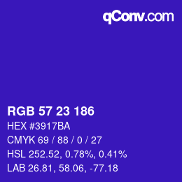 Color code: RGB 57 23 186 | qconv.com