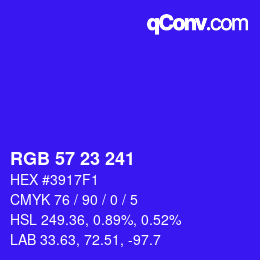 カラーコード: RGB 57 23 241 | qconv.com
