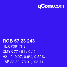 Color code: RGB 57 23 243 | qconv.com