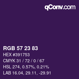 カラーコード: RGB 57 23 83 | qconv.com