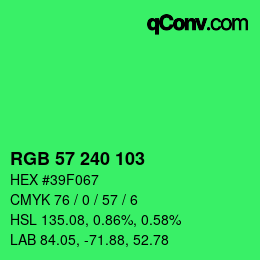 Color code: RGB 57 240 103 | qconv.com