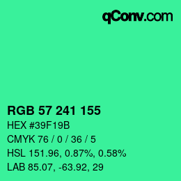 カラーコード: RGB 57 241 155 | qconv.com