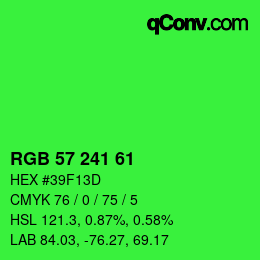 Color code: RGB 57 241 61 | qconv.com