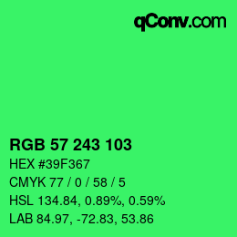 Color code: RGB 57 243 103 | qconv.com