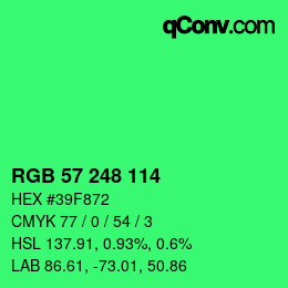 Color code: RGB 57 248 114 | qconv.com