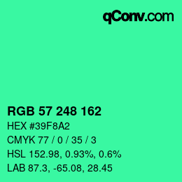 Color code: RGB 57 248 162 | qconv.com