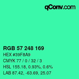 Color code: RGB 57 248 169 | qconv.com