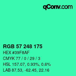 Color code: RGB 57 248 175 | qconv.com