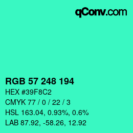 Color code: RGB 57 248 194 | qconv.com