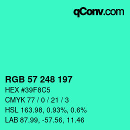 Color code: RGB 57 248 197 | qconv.com