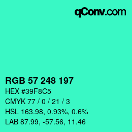 Color code: RGB 57 248 197 | qconv.com