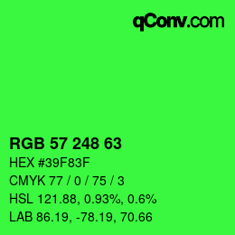 Color code: RGB 57 248 63 | qconv.com