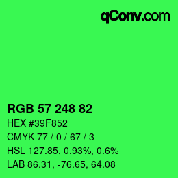 Color code: RGB 57 248 82 | qconv.com