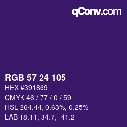 カラーコード: RGB 57 24 105 | qconv.com