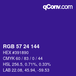 颜色代码: RGB 57 24 144 | qconv.com