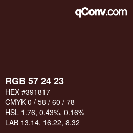 Color code: RGB 57 24 23 | qconv.com