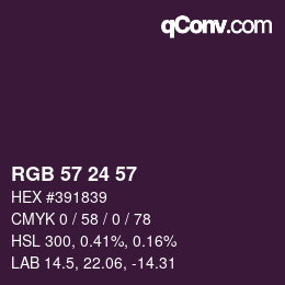 Color code: RGB 57 24 57 | qconv.com