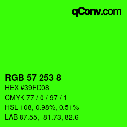 颜色代码: RGB 57 253 8 | qconv.com