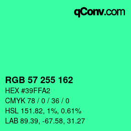 Color code: RGB 57 255 162 | qconv.com