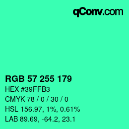 Color code: RGB 57 255 179 | qconv.com