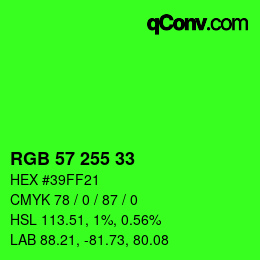 Color code: RGB 57 255 33 | qconv.com