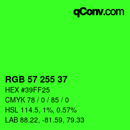 Color code: RGB 57 255 37 | qconv.com